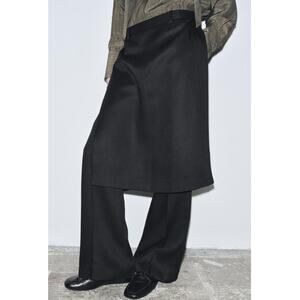 Zara COLLECTION PAREO OVER SKIRT STRAIGHT LEG TROUSERS. M